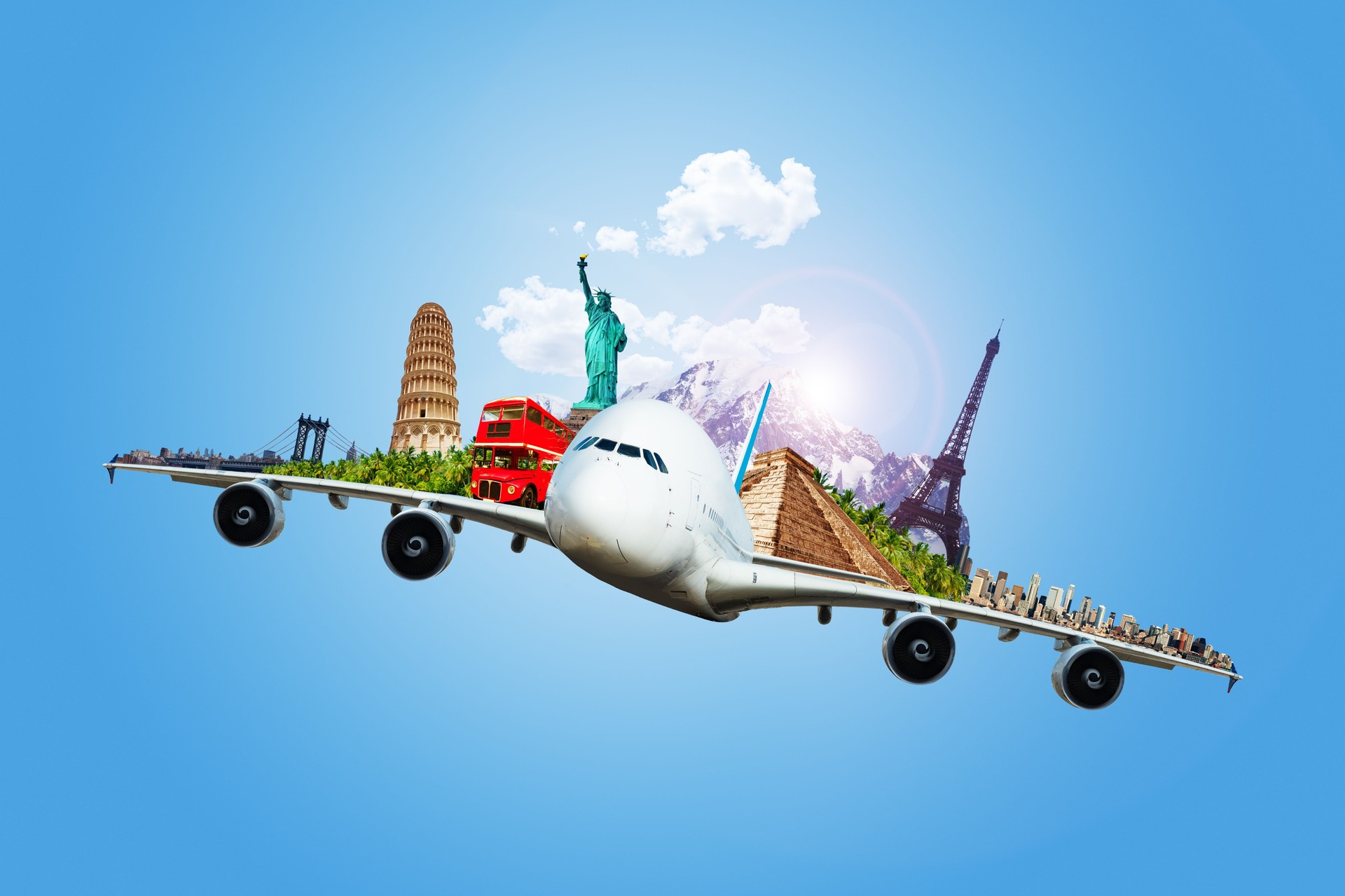 Travel concept of big jet airplane carry memories